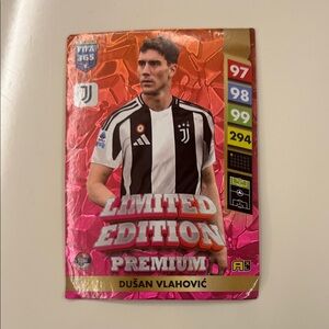 Panini Limited Edition Premium Trading Card - Red and Pink Dušan Vlahović